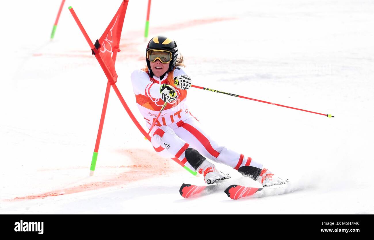 Pyeongchang, Corea del Sud. Il 24 febbraio, 2018. Katharina Liensberger (AUT). Team Alpina Sci evento. Yongpyong alpine center. Alpensia. Pyeongchang2018 Olimpiadi invernali. Repubblica di Corea. 24/02/2018. Credito: Sport In immagini/Alamy Live News Foto Stock