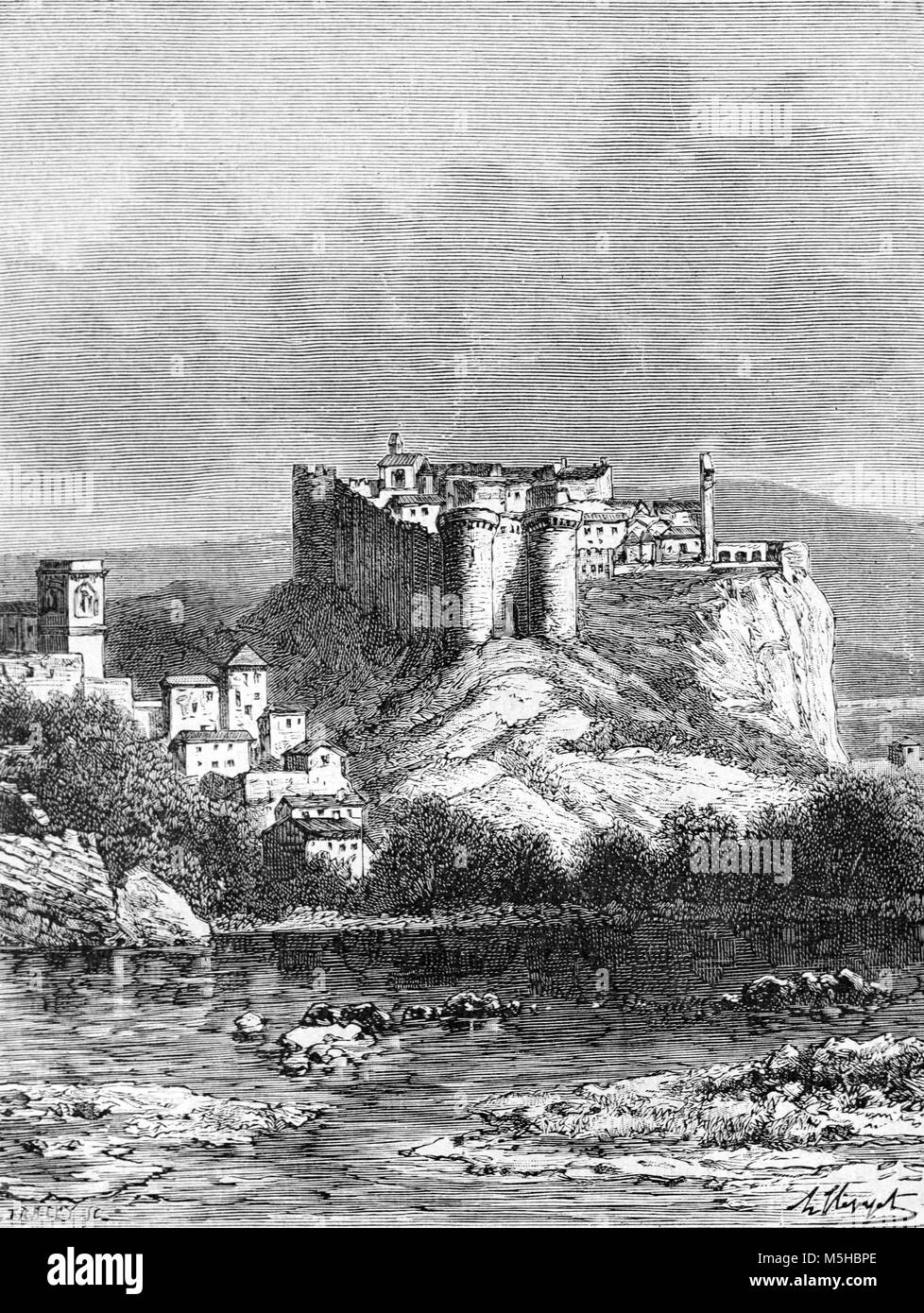 Forte Saint-André, Villeneuve-lès Avignon, Gard, Francia (incisione, 1889) Foto Stock