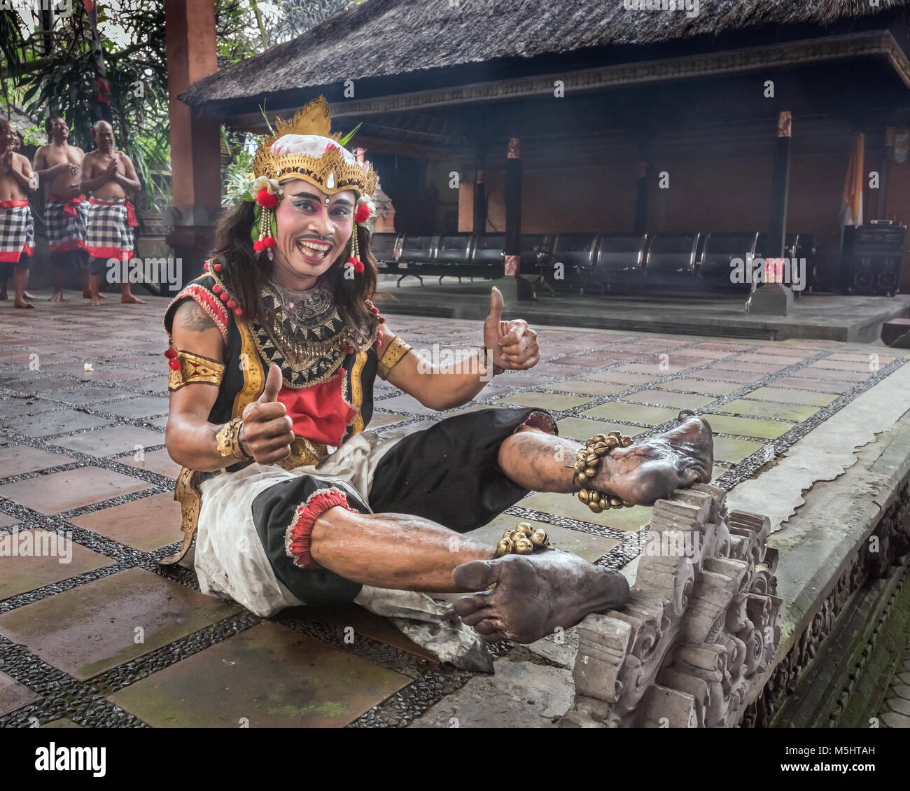 Ritratto di un incendio ballerino, Kecak Danza del Fuoco, Ubud, Bali Foto Stock