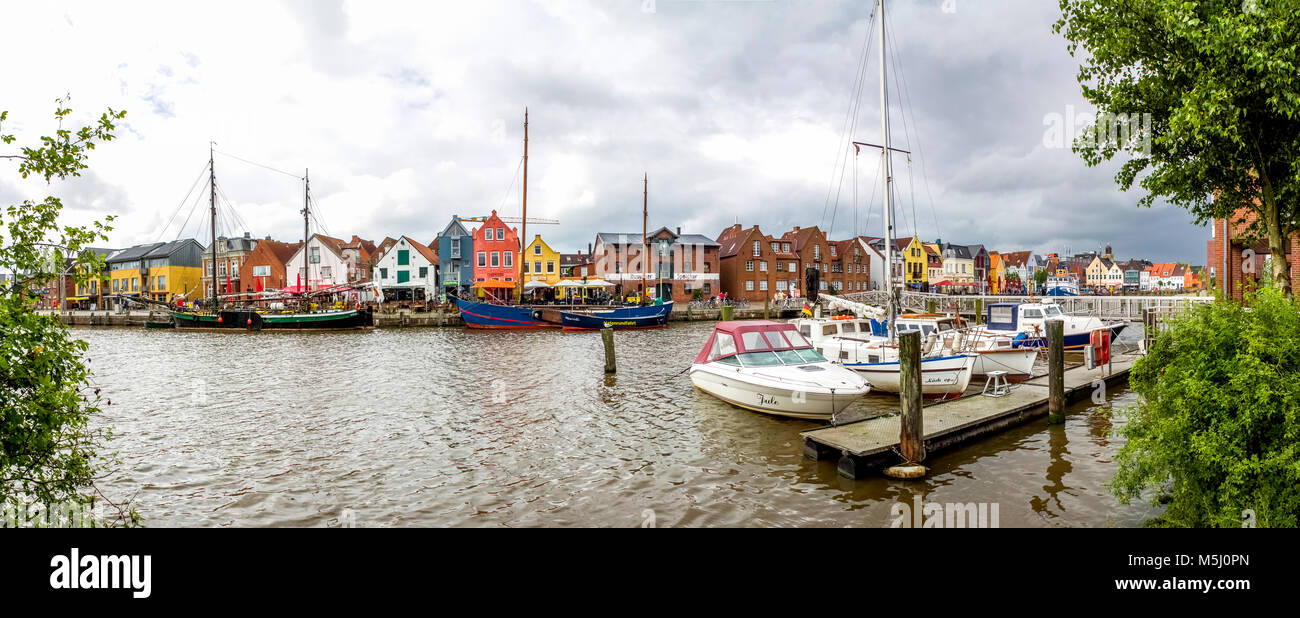 Germania, Schleswig-Holstein, Husum, città vecchia, Porto Foto Stock