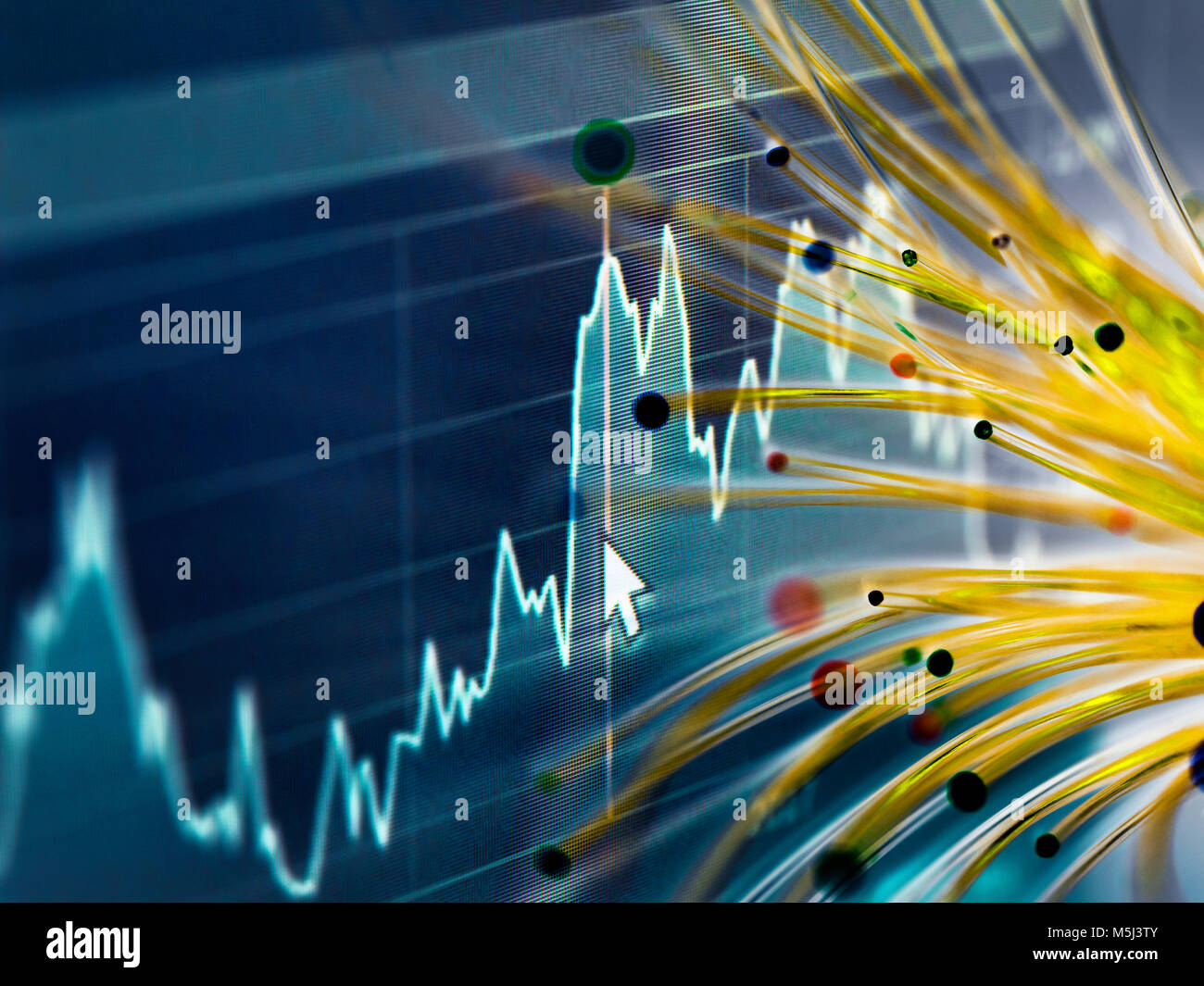 Tabelle finanziarie e delle fibre ottiche di simbolizzazione stock innovativi sviluppi del mercato Foto Stock