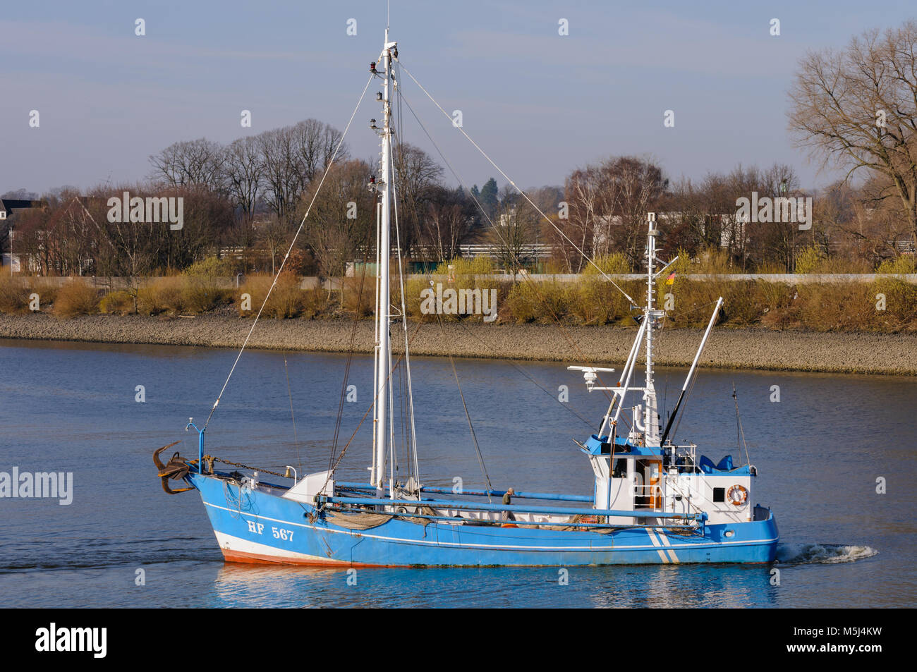 Amburgo, Germania - Aprile 04th, 2014: Eco-friendly la pesca nella quinta generazione con il Ostetal HF 567 taglierina. Foto Stock