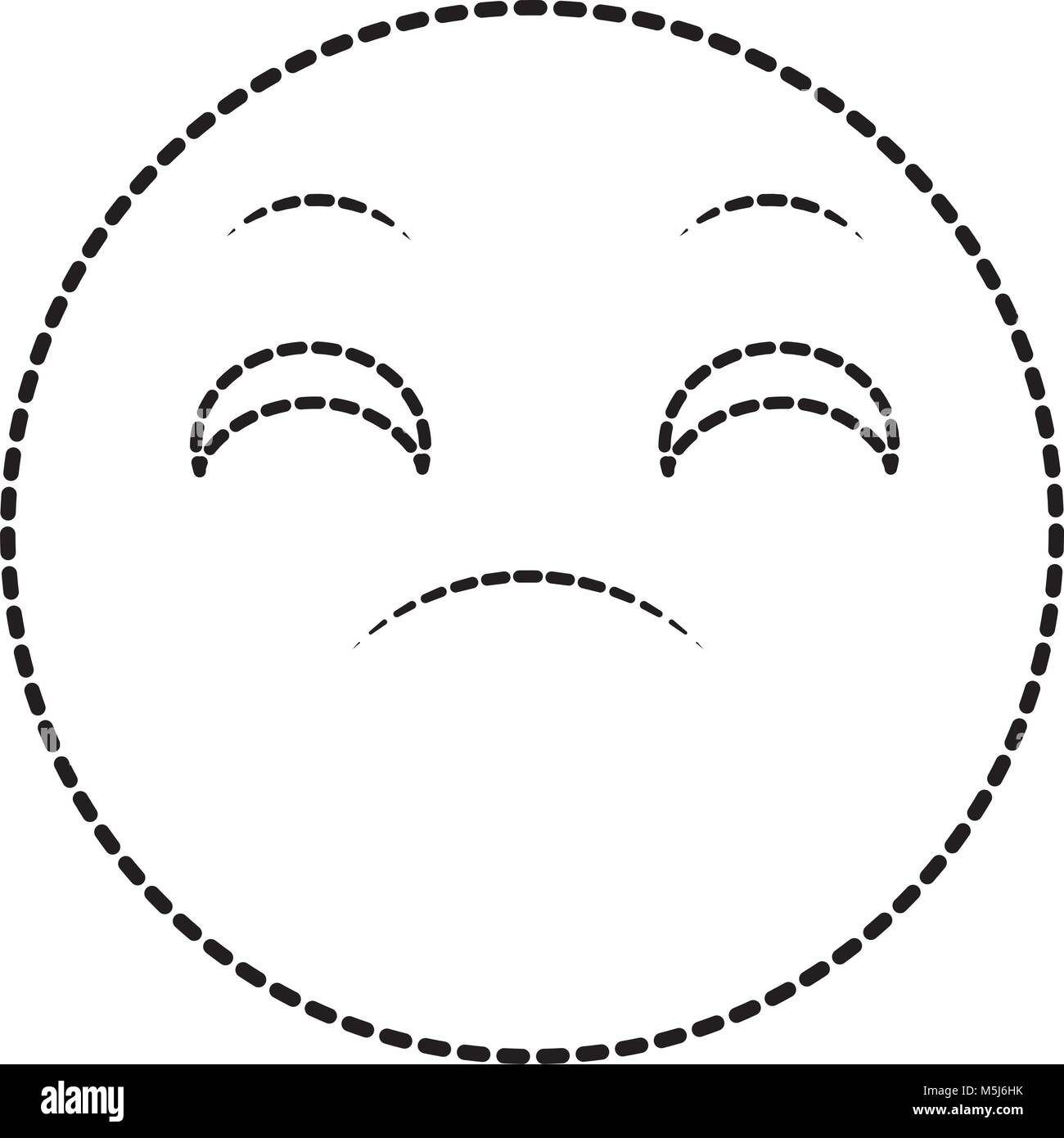Forma tratteggiata deluso gesto faccia espressione emoji Illustrazione Vettoriale