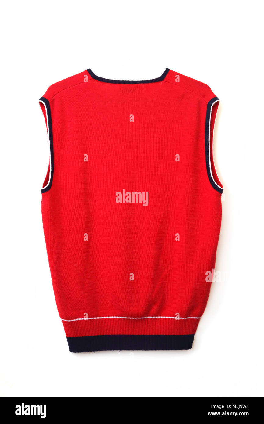 Lana rosso Allen Solley maglione Vest Foto Stock
