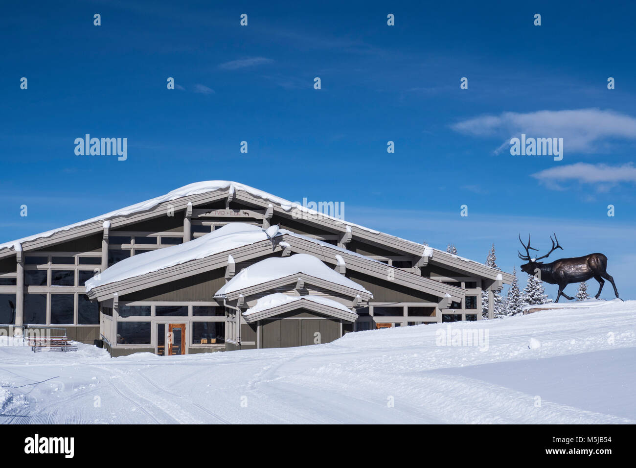 Due Elk giorno Lodge and Restaurant, inverno, Vail Ski Resort, Vail Colorado. Foto Stock