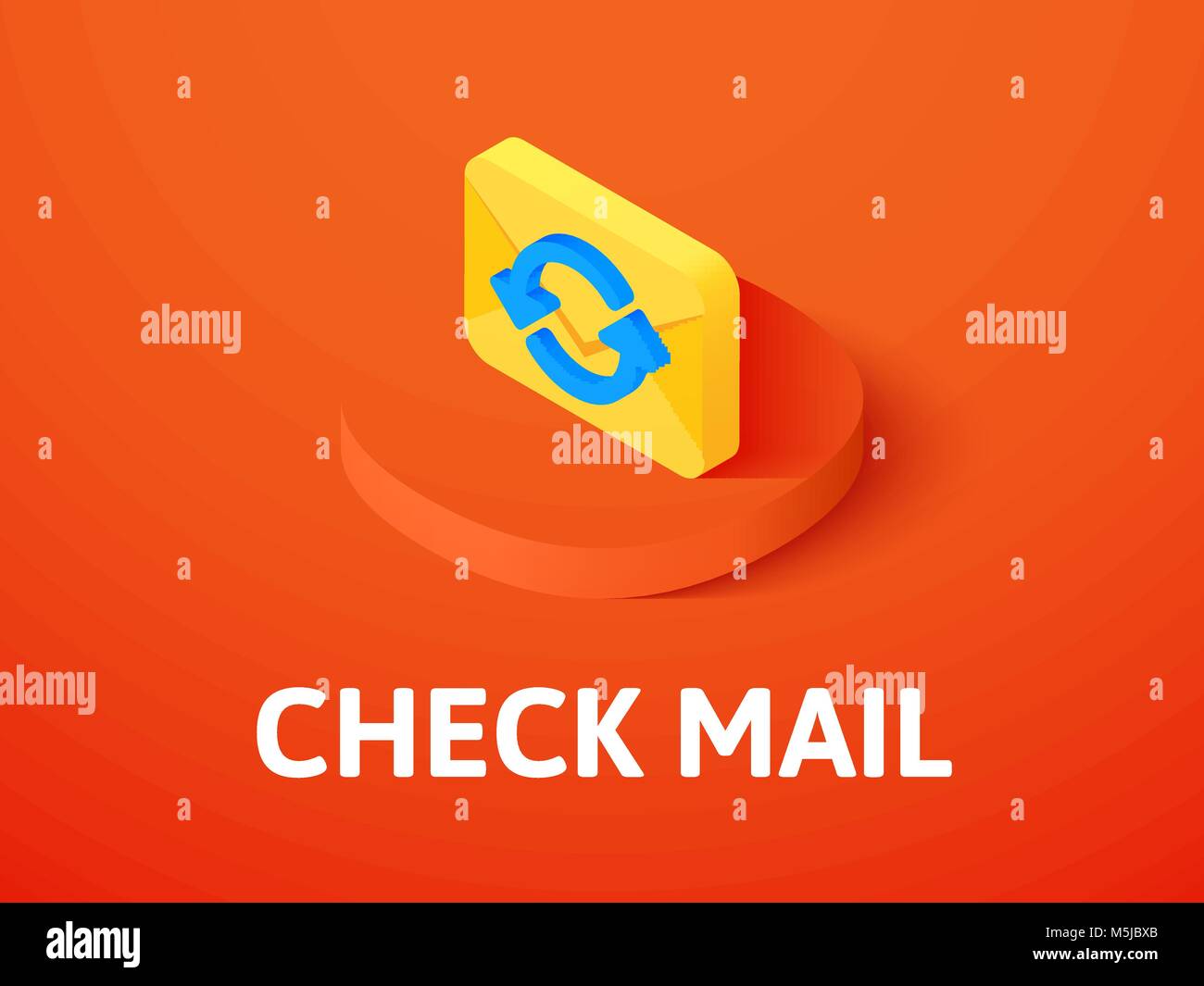 Check mail icona isometrica, isolata su uno sfondo colorato Illustrazione Vettoriale