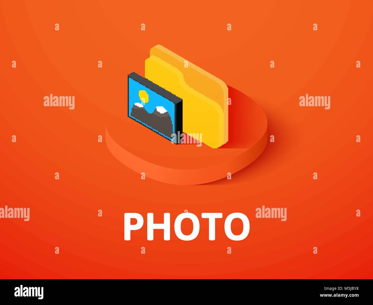 Foto icona isometrica, isolata su uno sfondo colorato Illustrazione Vettoriale