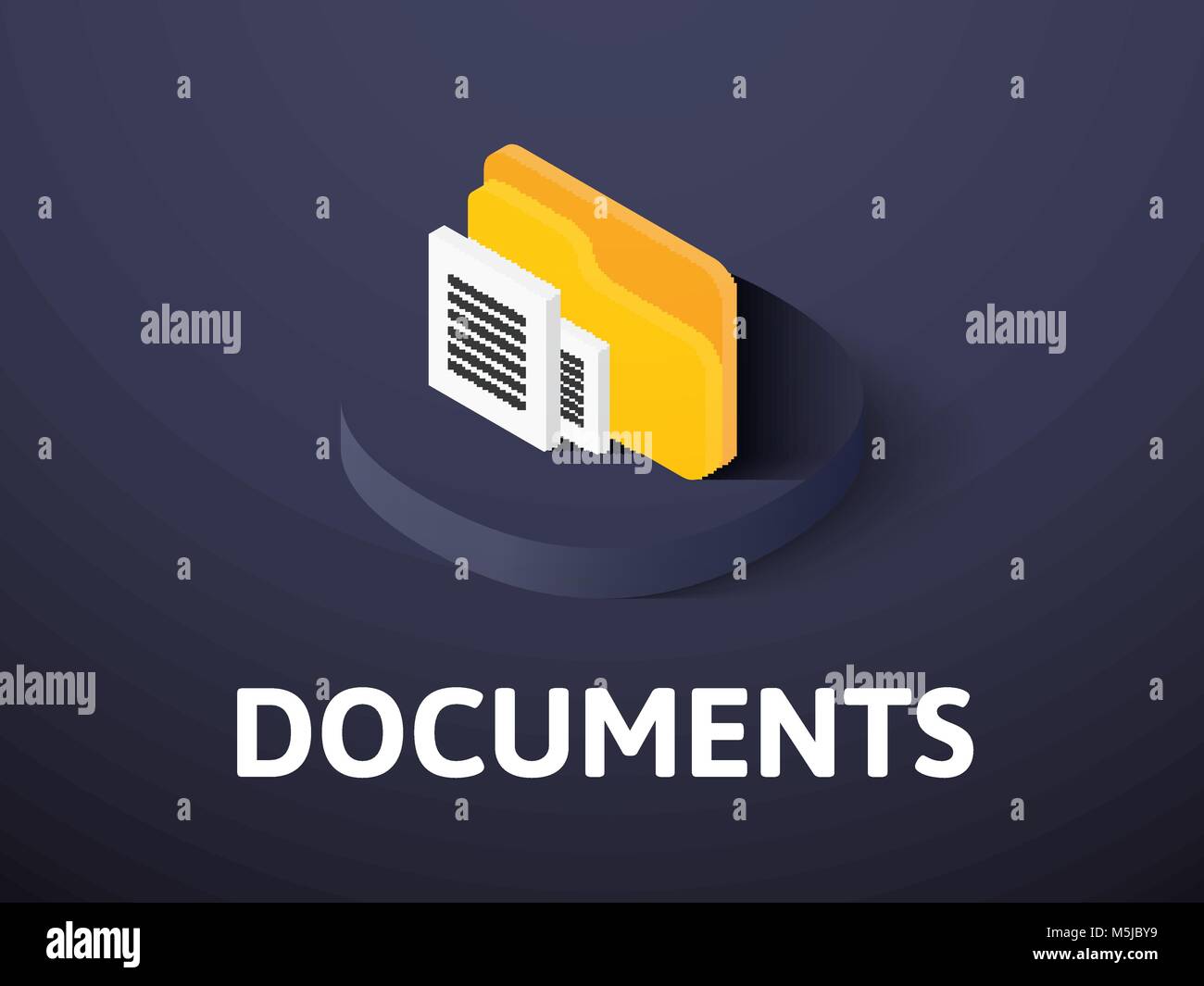 Documenti icona isometrica, isolata su uno sfondo colorato Illustrazione Vettoriale