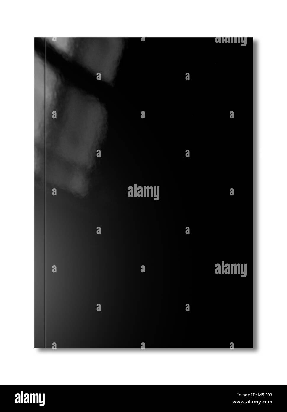 Nero Copertina booklet isolati su sfondo bianco, mockup modello Foto Stock