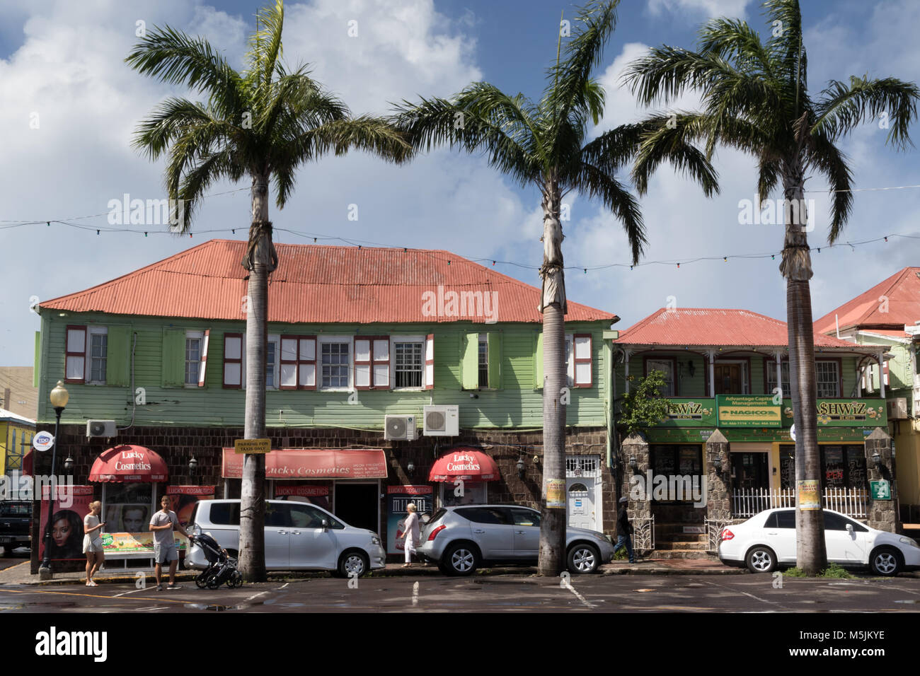 Basseterre dal centro della città di Saint Kitts e Nevis Foto Stock