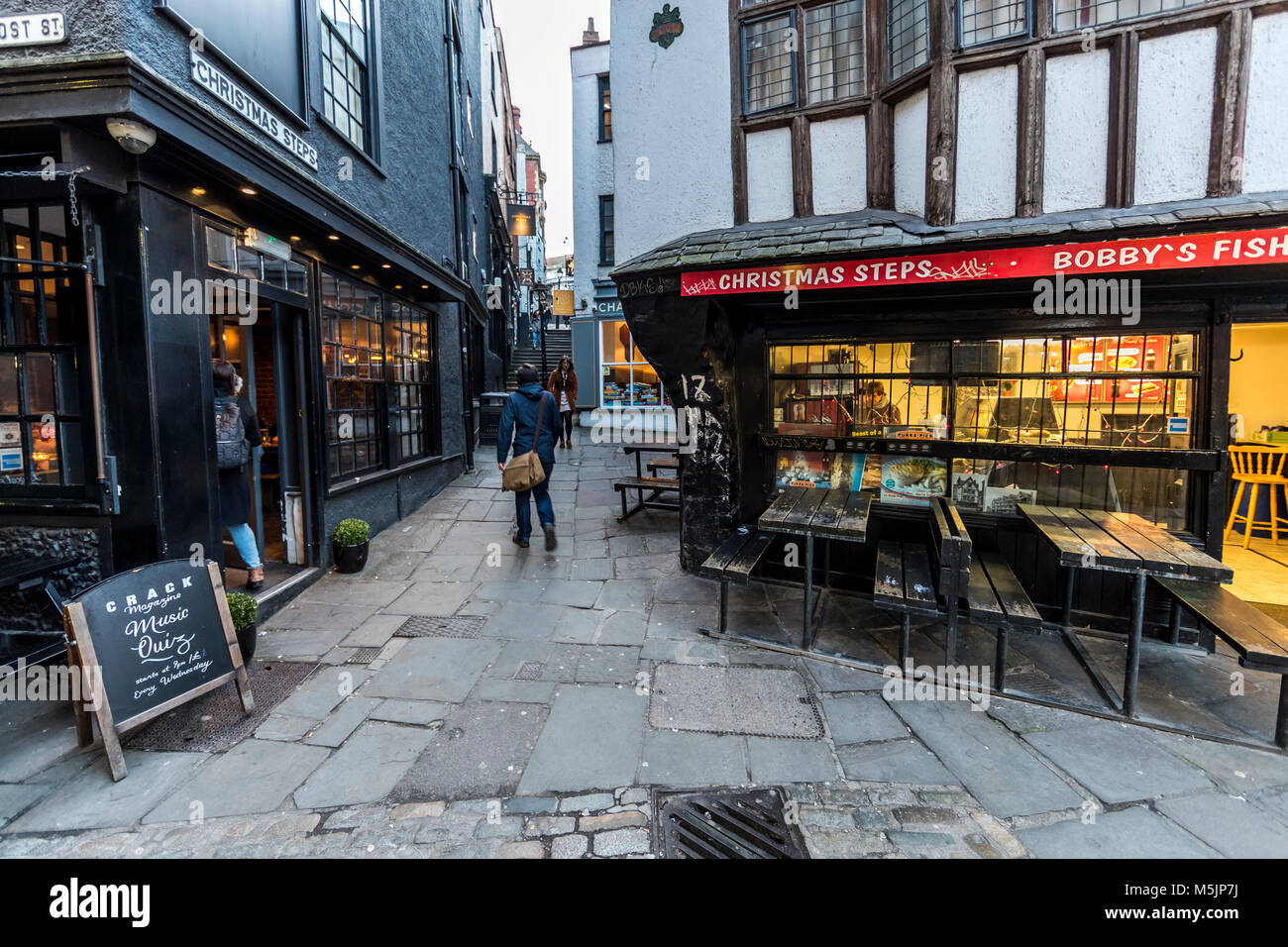 Fasi di Natale una parte vecchia della città di Bristol. Foto Stock