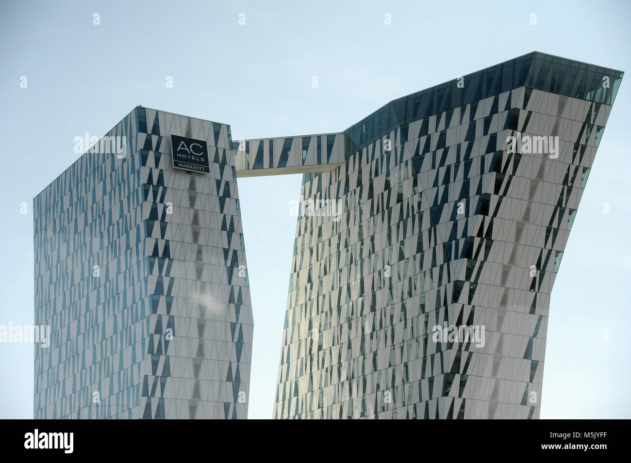 Albergo a quattro stelle AC Hotel Bella Sky a Copenaghen in Bella Convention e Centro Congressi di Copenhagen, Danimarca. 6 agosto 2015. Con 814 camere è il più grande Foto Stock