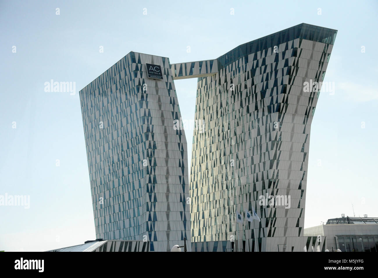 Albergo a quattro stelle AC Hotel Bella Sky a Copenaghen in Bella Convention e Centro Congressi di Copenhagen, Danimarca. 6 agosto 2015. Con 814 camere è il più grande Foto Stock