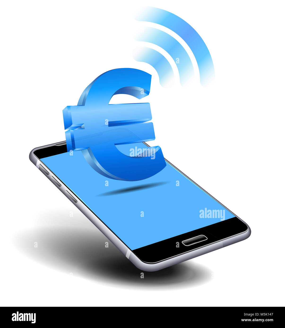 Mobile tariffa e concetto di pagamento con simbolo di denaro pagare in contanti da Mobile Smart Telefono Cellulare Foto Stock