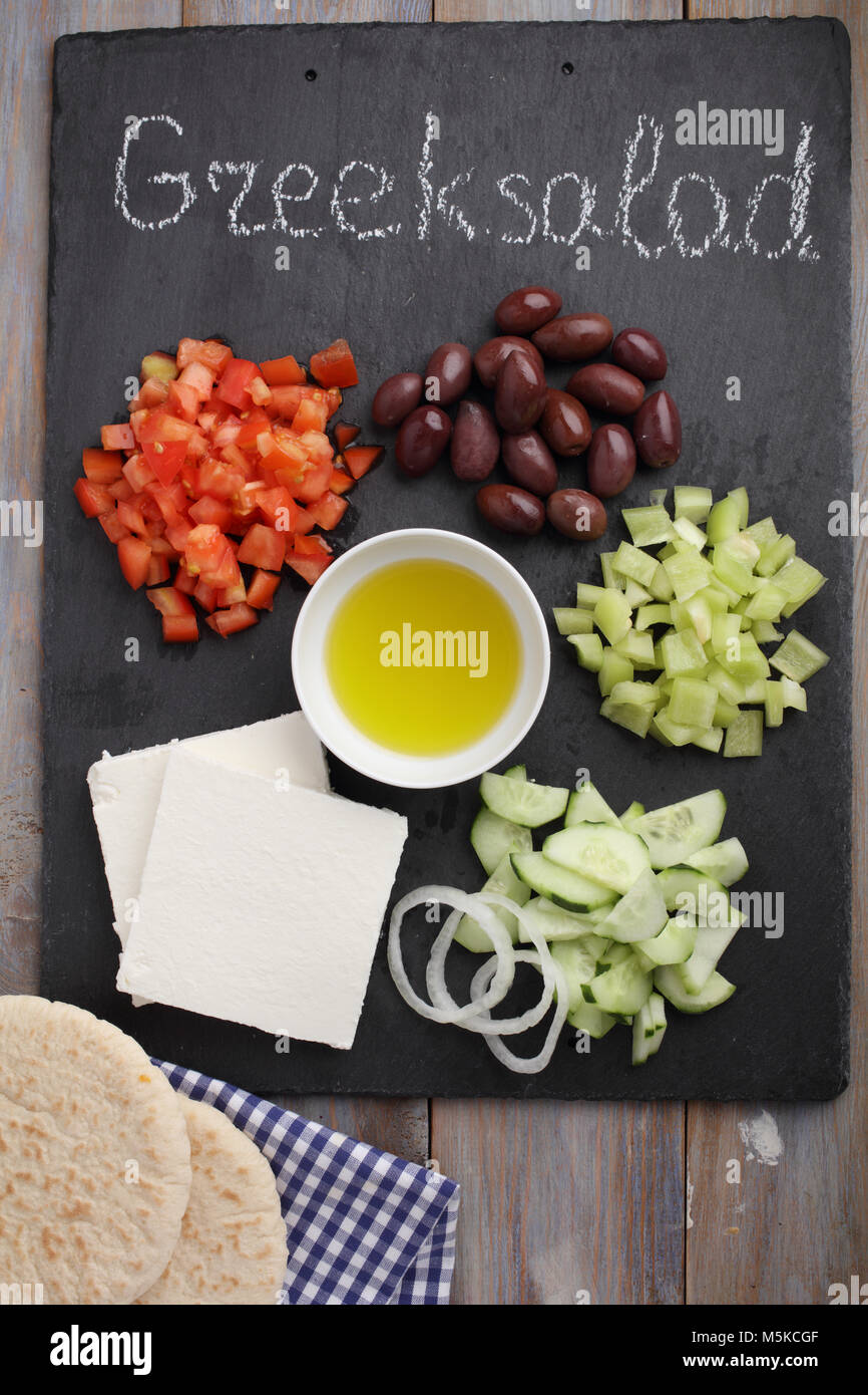 Ingredienti per insalata greca Foto Stock
