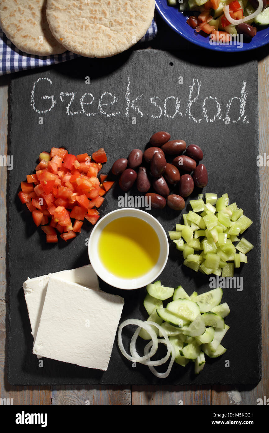 Ingredienti per insalata greca Foto Stock