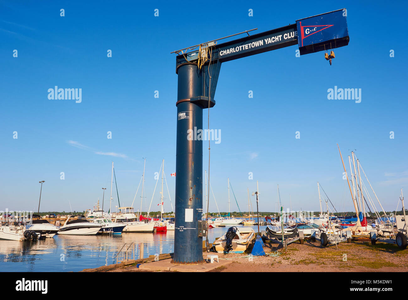 Barca gigante verricello, Charlottetown Yacht Club, Charlottetown, Prince Edward Island (PEI), Canada Foto Stock