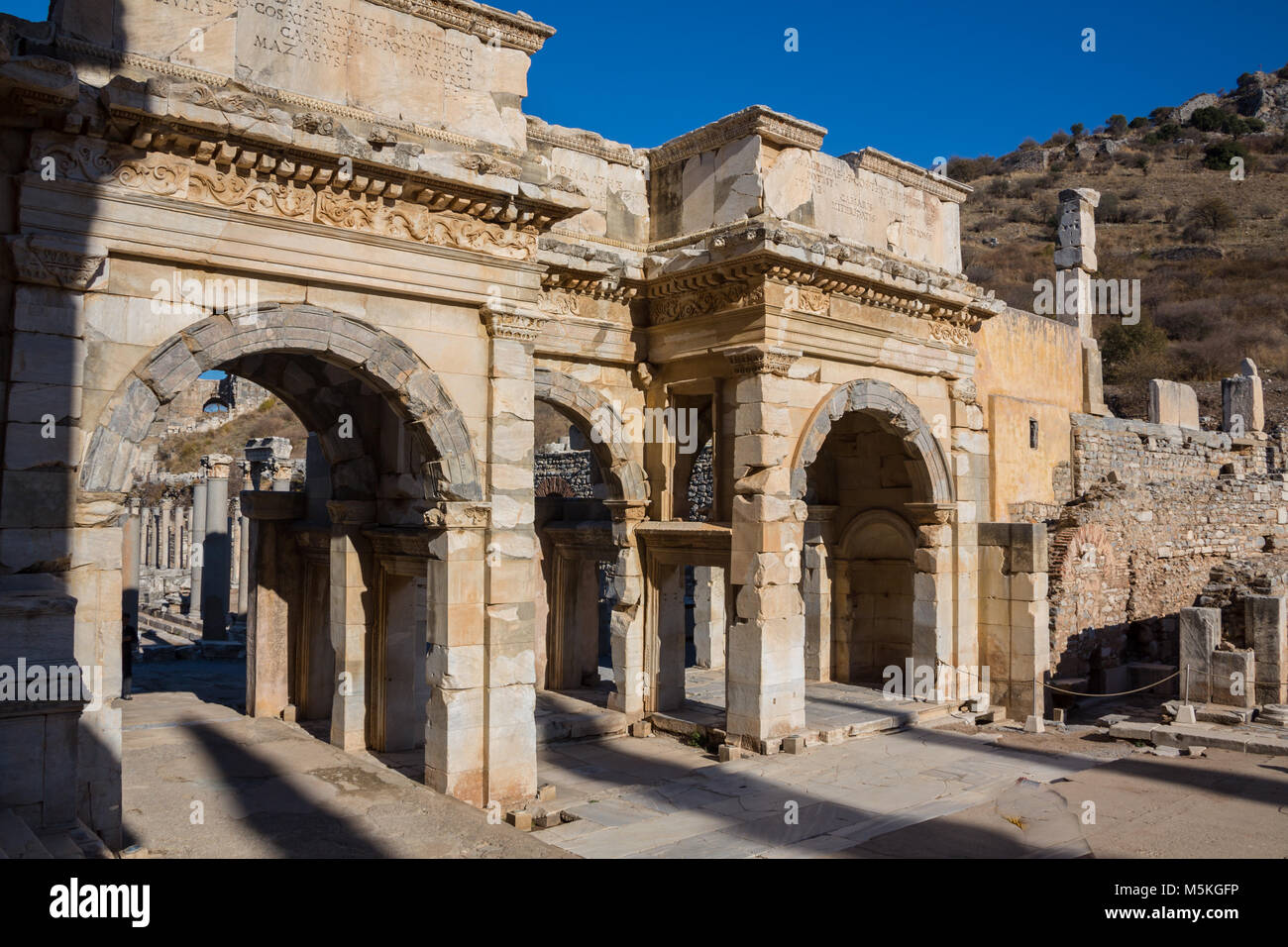 Selcuk, Izmir - Turchia. Il 25 novembre 2014. Libreria di Celso. La città antica di Efeso in Selcuk, Izmir - Turchia Foto Stock