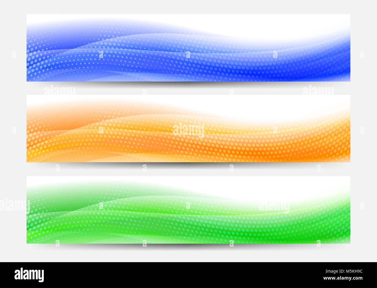 Una moderna serie di vettore Banner Web la testata con flusso di sfondo astratto Foto Stock