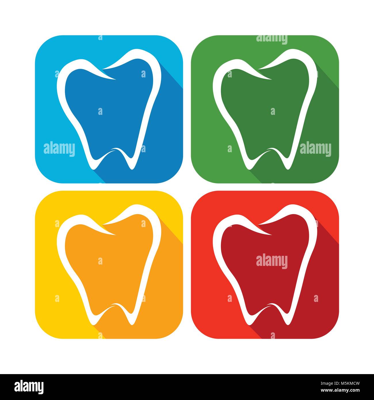 Abstract dente dentale Line Art quadrati arrotondati icone piatta Illustrazione Vettoriale