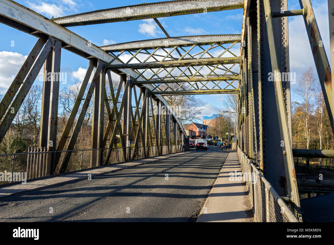 Barton Road ponte girevole (1894) oltre il Manchester Ship Canal a Barton-su-Irwell, Salford, Manchester, UK. Foto Stock