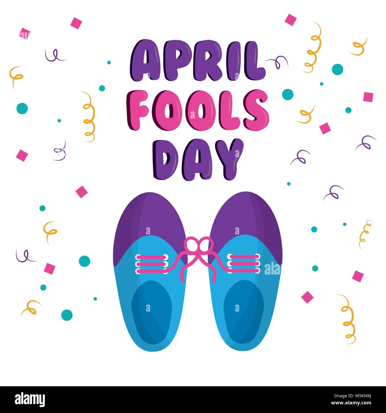 April Fools Day scarpa con lacci legati celebrazione fumetto Illustrazione Vettoriale