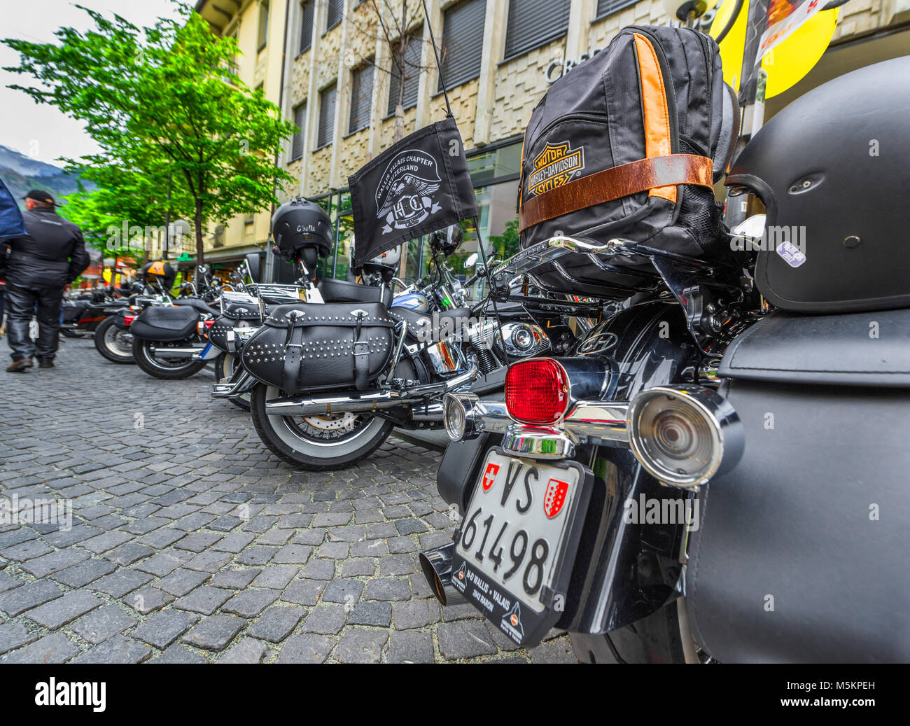 Al raduno motociclisti nella città di Brig. Svizzera Foto Stock