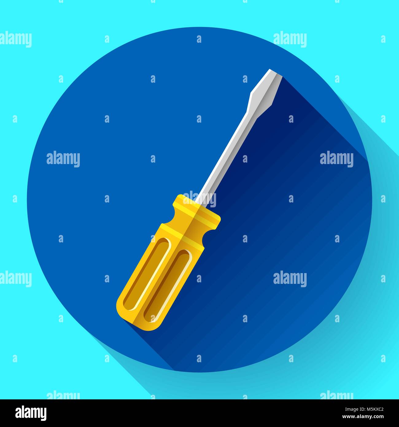 Cacciavite giallo icona - riparazione e simbolo di manutenzione. Design piatto style Illustrazione Vettoriale