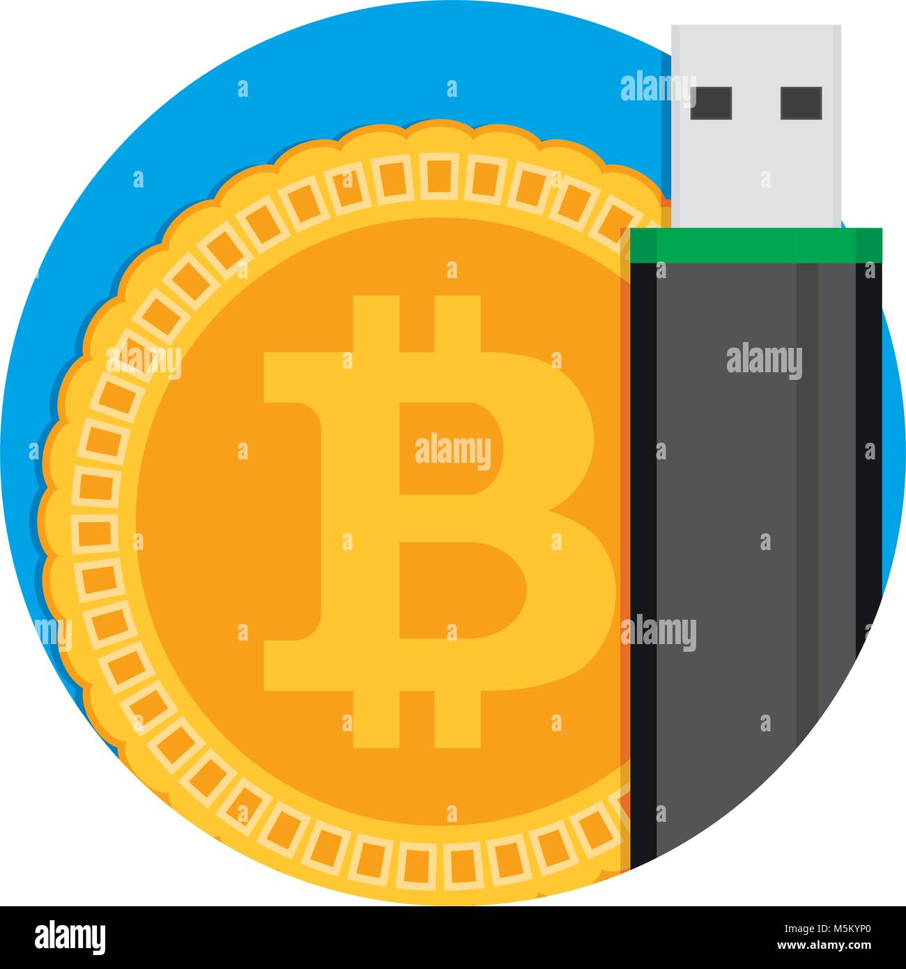 Bitcoin Icona archiviazione. Emblema di sicurezza app crypto coin, tecnologia web btc. Illustrazione Vettoriale Illustrazione Vettoriale