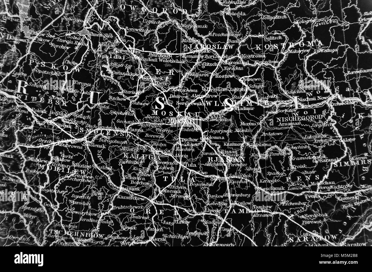1877 Petermann Mittheilungen mappa - Russia in Europa, in particolare della zona di Mosca Foto Stock