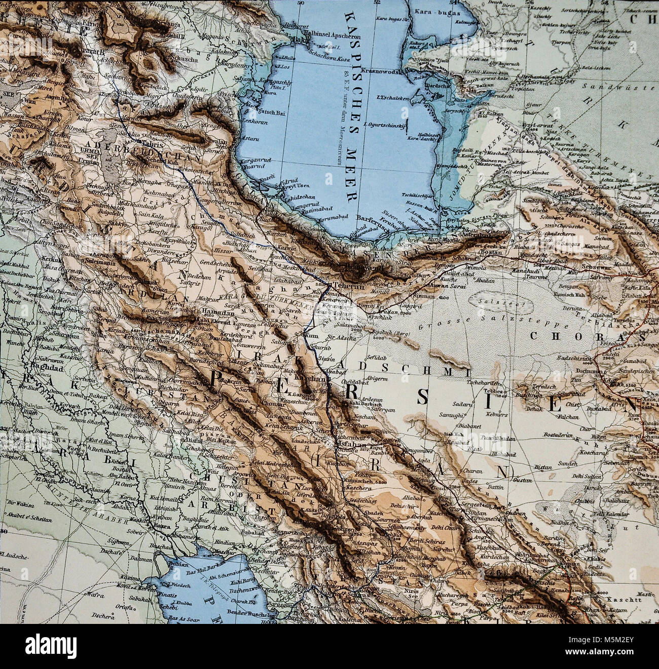 1877 Petermann Mittheilungen mappa - Medio Oriente - la Persia Iran Iraq Afghanistan Asia Foto Stock