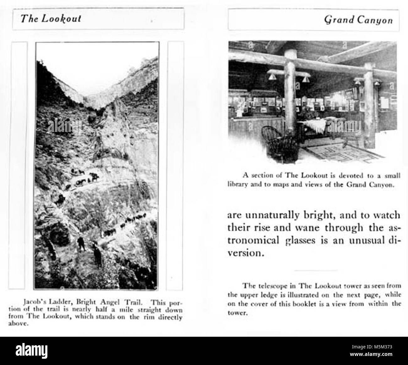Grand Canyon Lookout storico Studio Promo Prenota c . LOOKOUT STUDIO DA COLTER - PROMO PRENOTA: una piccola biblioteca con mappe & vista del canyon. GRCA 27084 circa 1915. FRED HARVEY CO. Foto Stock