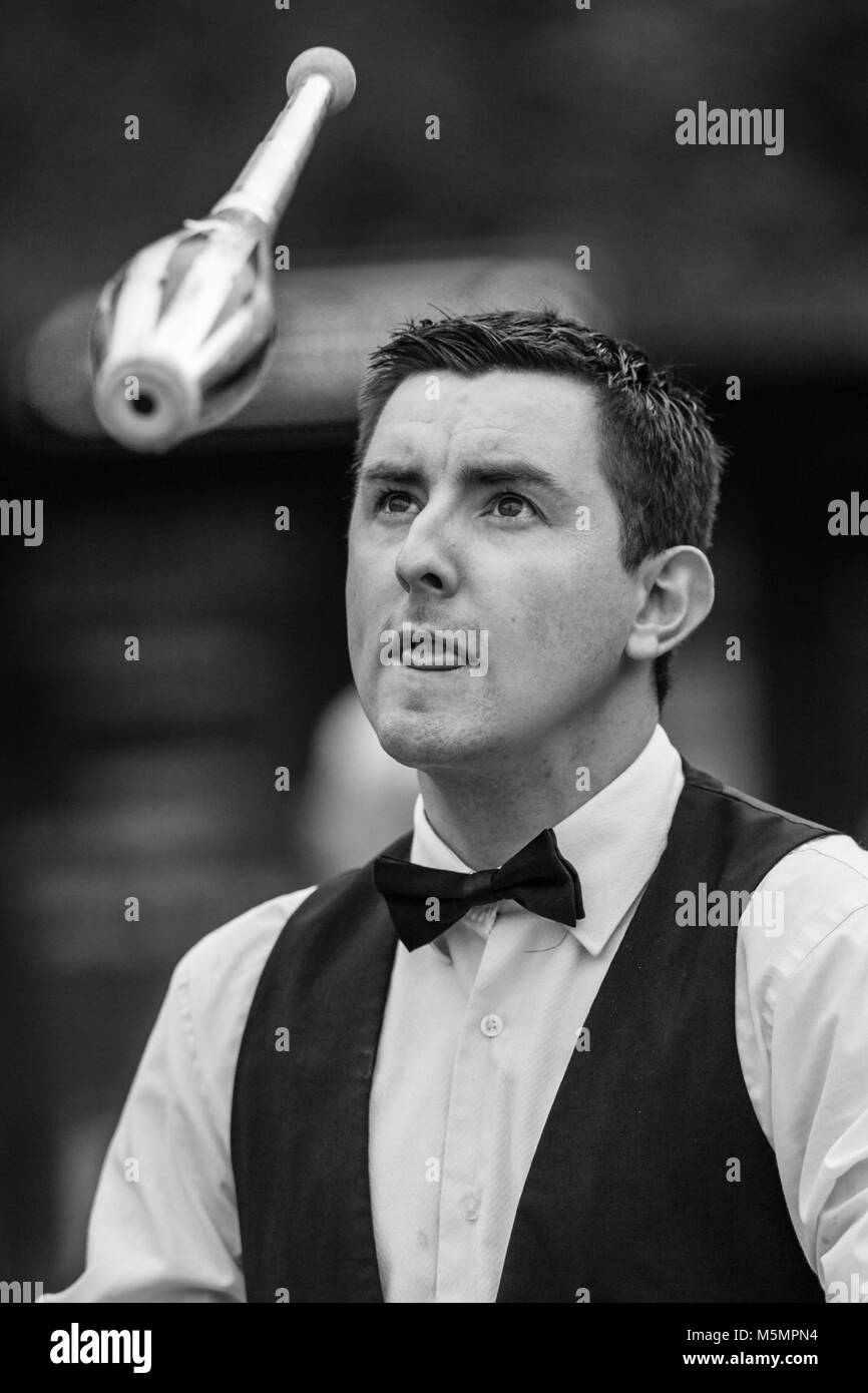 1940s rievocazione fine settimana presso il National Tramway Museum, Crich, Derbyshire, England, Regno Unito Foto Stock