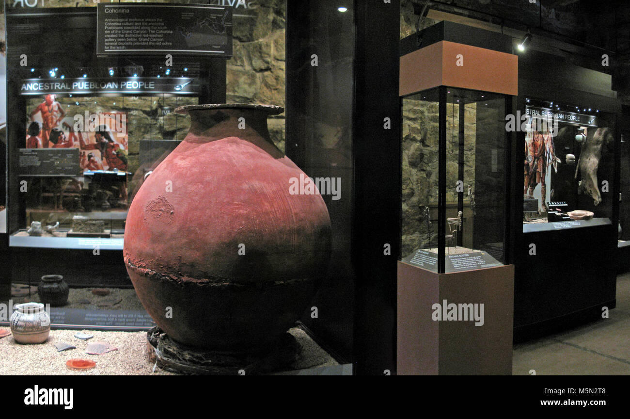 Parco Nazionale del Grand Canyon Tusayan Museum . Una visita al museo di Tusayan fornisce uno sguardo nel Pueblo vita indiana al Grand Canyon circa 800 anni fa. L'ingresso è gratuito. Questa era una fiorente comunità come illustrato mediante le sue ceramiche, punte di frecce ed altri manufatti di uso domestico. Tusayan il museo è aperto tutti i giorni dalle 9:00 alle 5:00, e si trova a 3 miglia (5 km a ovest di vista del deserto. Tusayan Museum presenta: anche qui mostrati Foto Stock