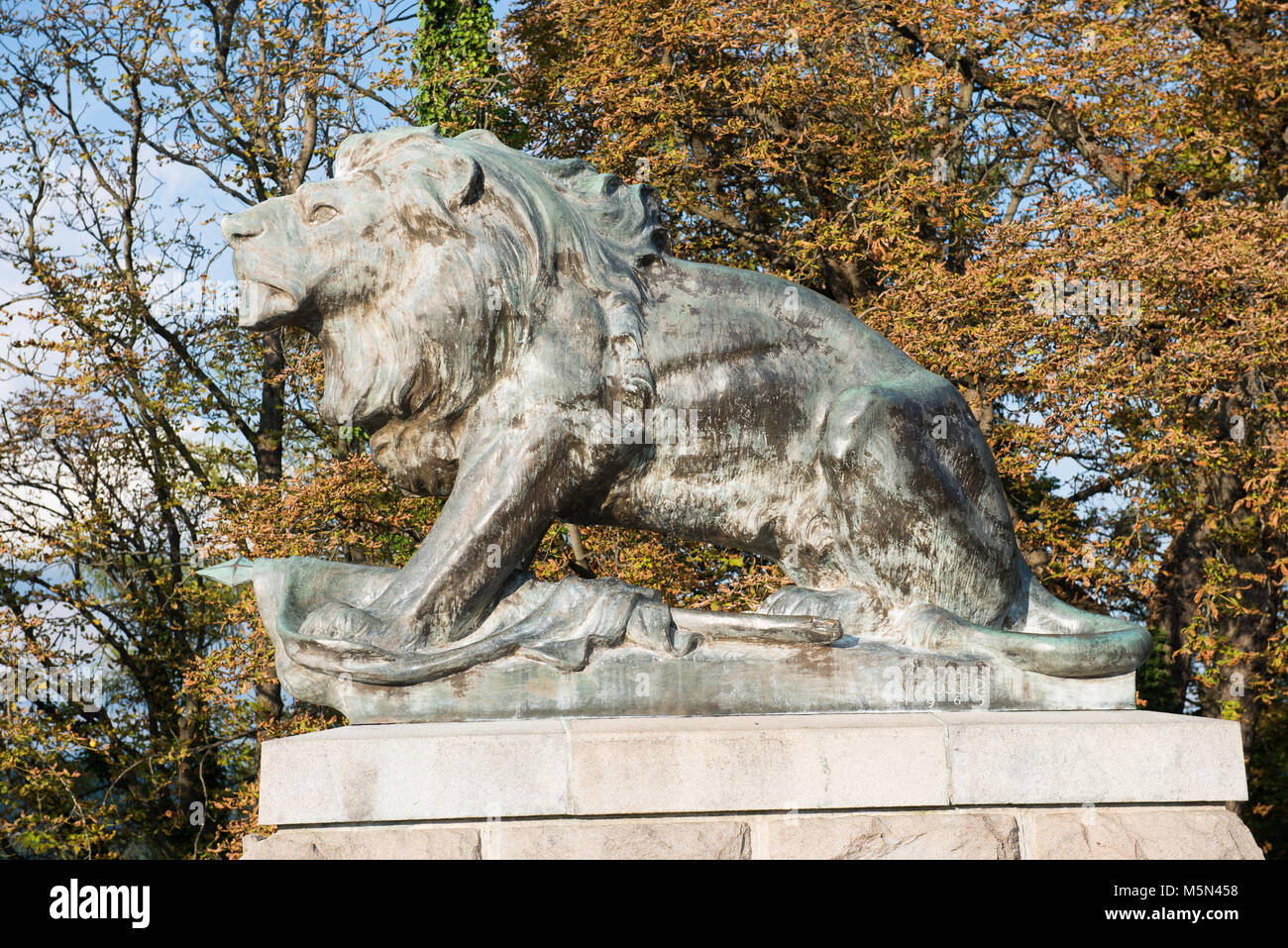 Hackher Lion sullo Schlossberg - castle hill - a Graz, Austria Foto Stock