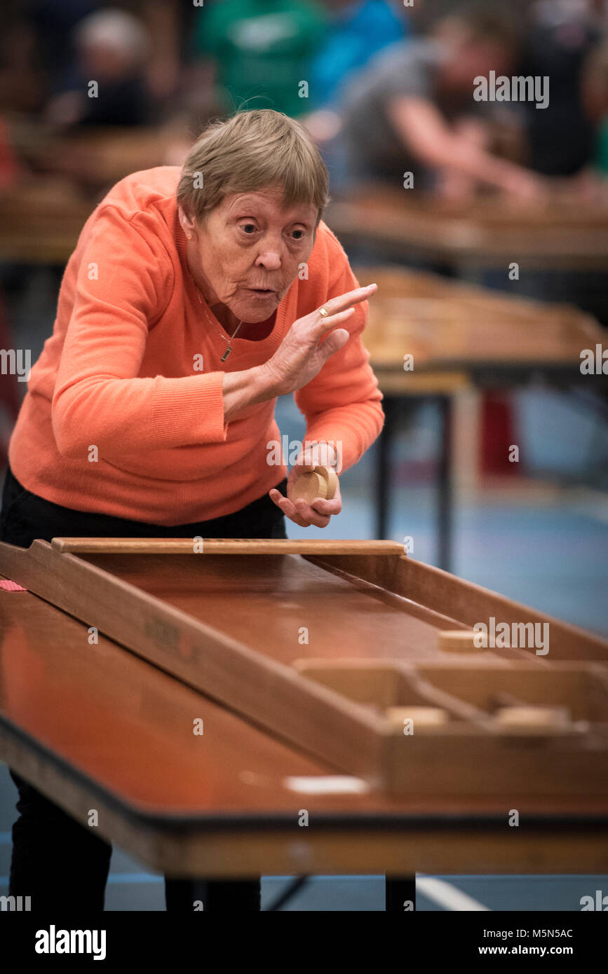 I Paesi Bassi. Barneveld. 15-04-2017. Campionato olandese shuffleboards Foto Stock