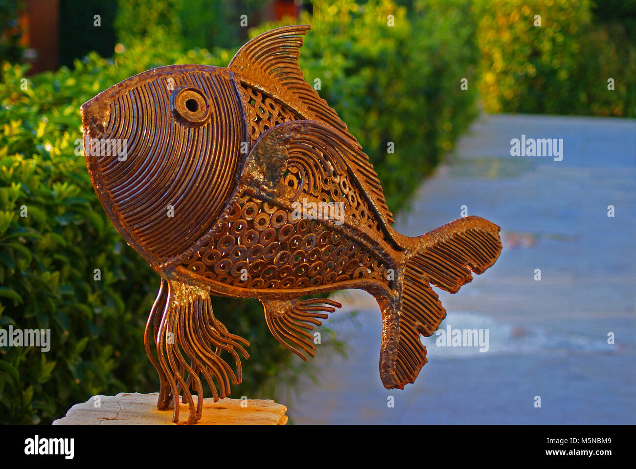 In bronzo della scultura di pesce Foto Stock