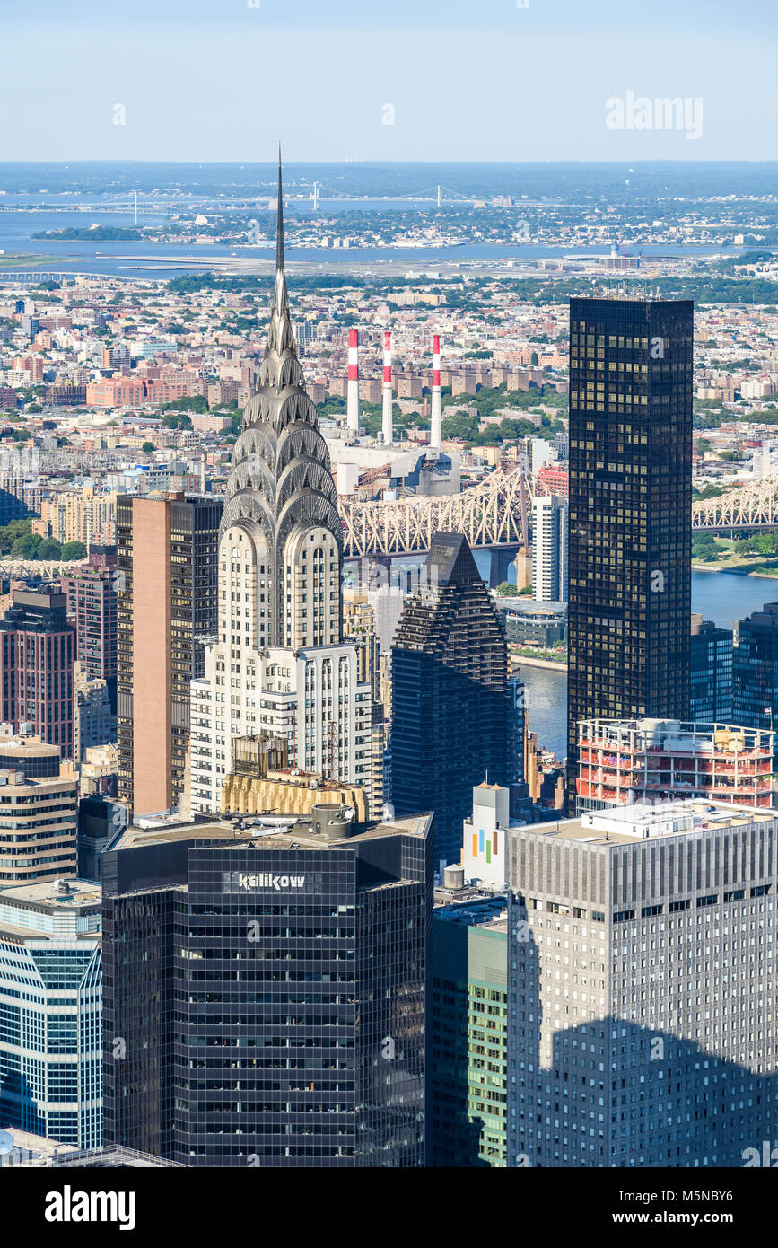 La città di New York, Stati Uniti d'America - 5 Luglio 2017 - Vista aerea degli edifici di Manhattan Foto Stock