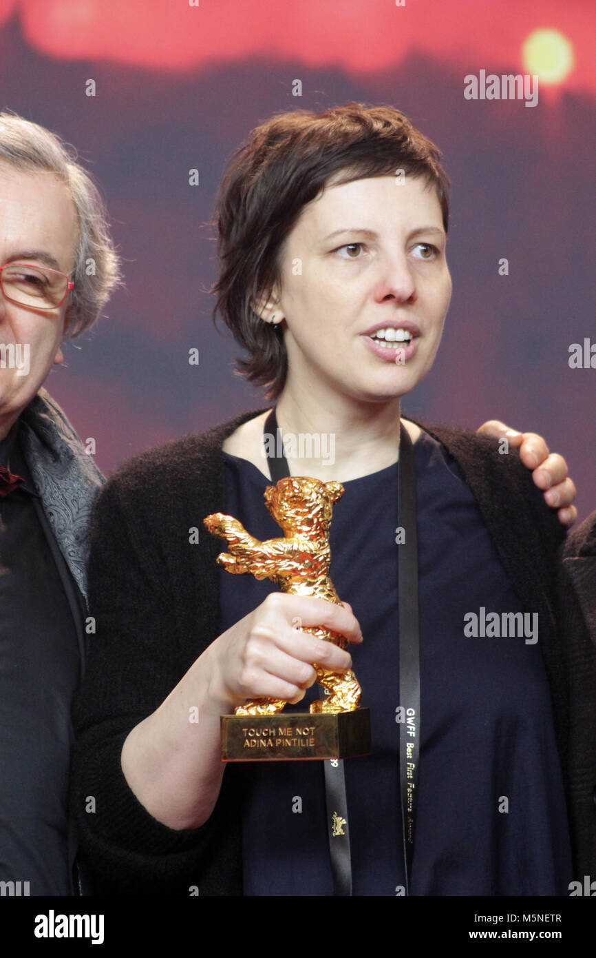 Vincitore sessantottesima Berlinale, Golden Bear, Goldener Bär il miglior film: "Touch Me non' da Adina Pintilie , Berlino, Germania. Il 24 febbraio, 2018. Conferenza stampa Foto Stock