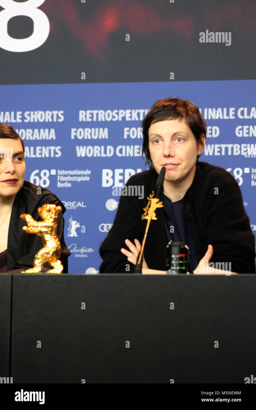Vincitore sessantottesima Berlinale, Golden Bear, Goldener Bär il miglior film: "Touch Me non' da Adina Pintilie , Berlino, Germania. Il 24 febbraio, 2018. Conferenza stampa Foto Stock