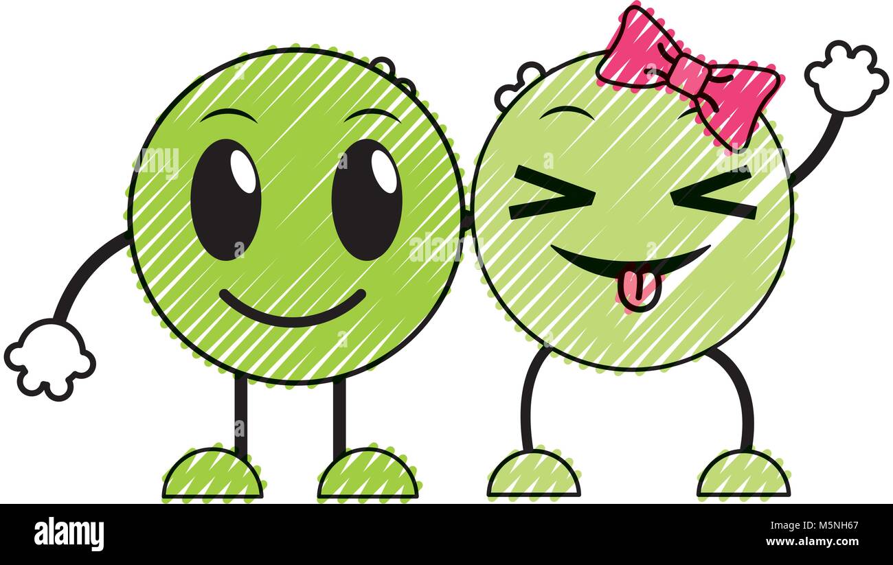 Doodle Giovane Sorriso E Divertente Faccia Gli Emoji Immagine E Vettoriale Alamy