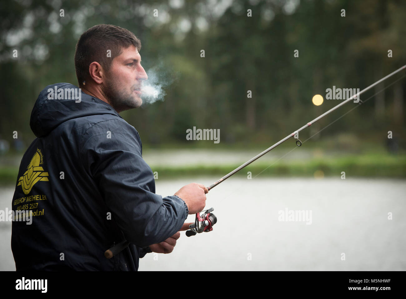 Pesca alla trota al campionato olandese. Reutem. 07-10-2017. Foto Stock