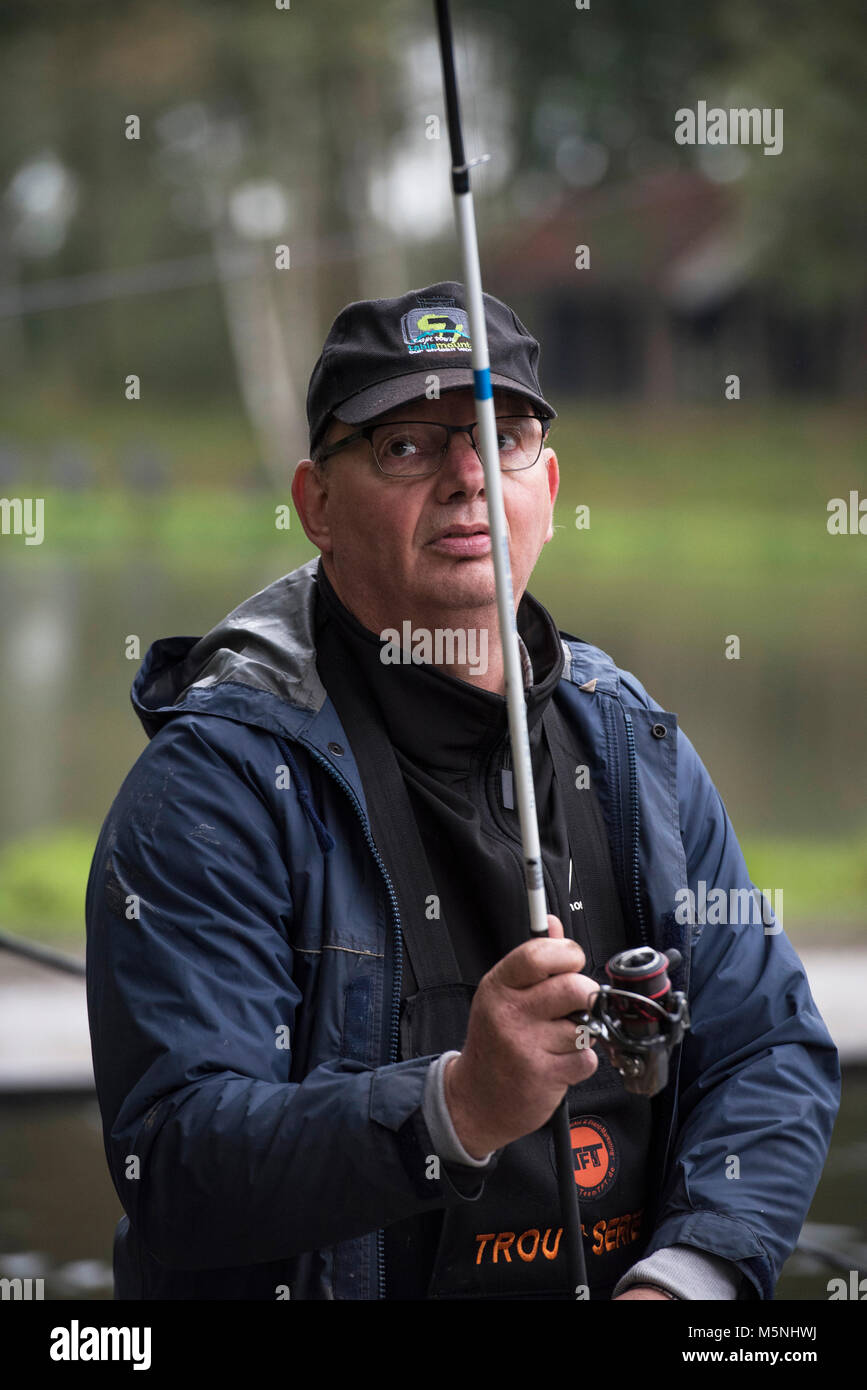 Pesca alla trota al campionato olandese. Reutem. 07-10-2017. Foto Stock