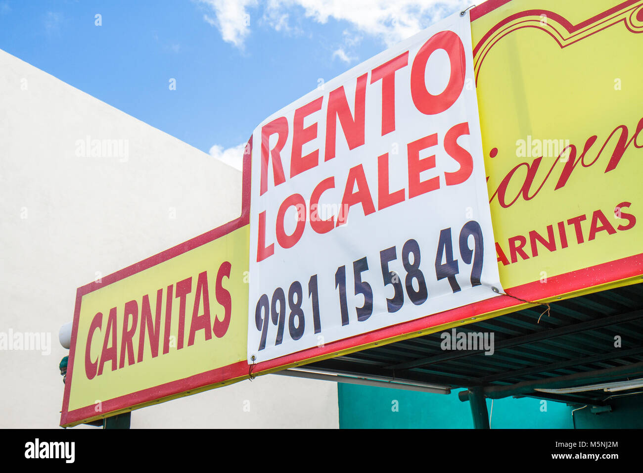 Cancun Messico,Messico,Penisola di Yucatán,Quintana Roo,ristorante ristoranti cibo mangiare fuori cafe cafe bistrot,in affitto,insegna,logo,lingua spagnola Foto Stock