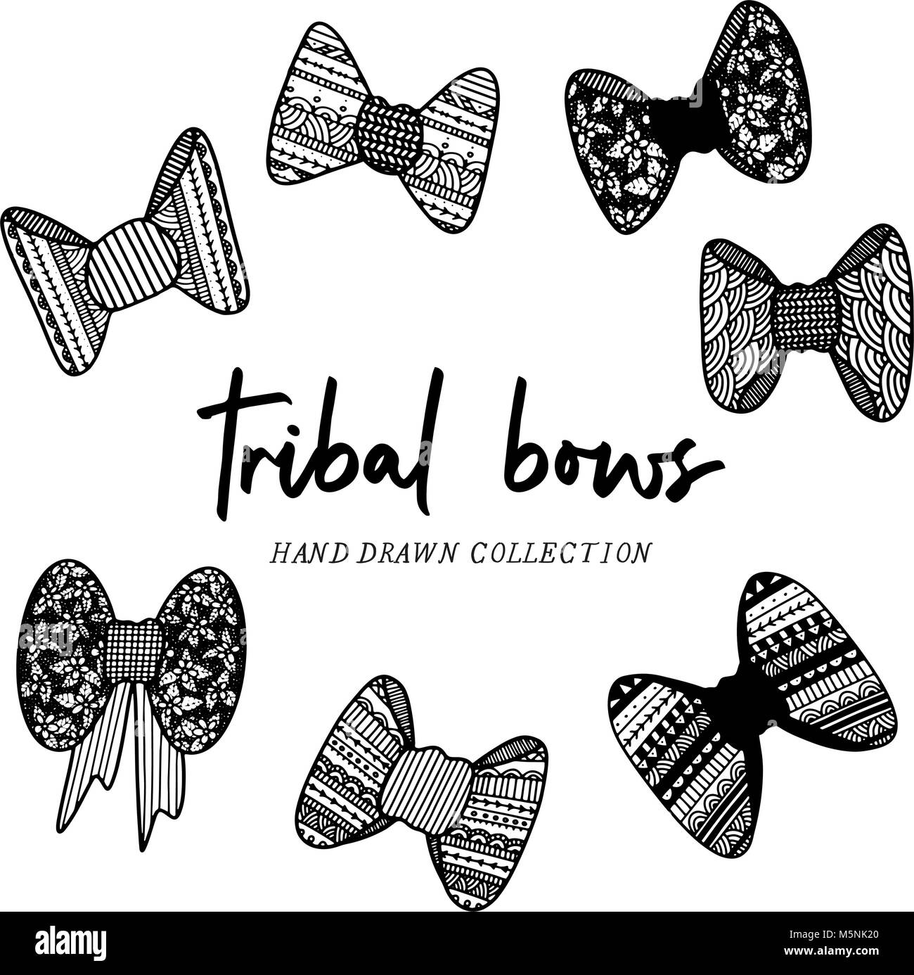 Cravatta a farfalla tribali disegnati a mano, tribale decorazione, il  filtro bow tie. Disegnata a mano illustrazione Immagine e Vettoriale - Alamy