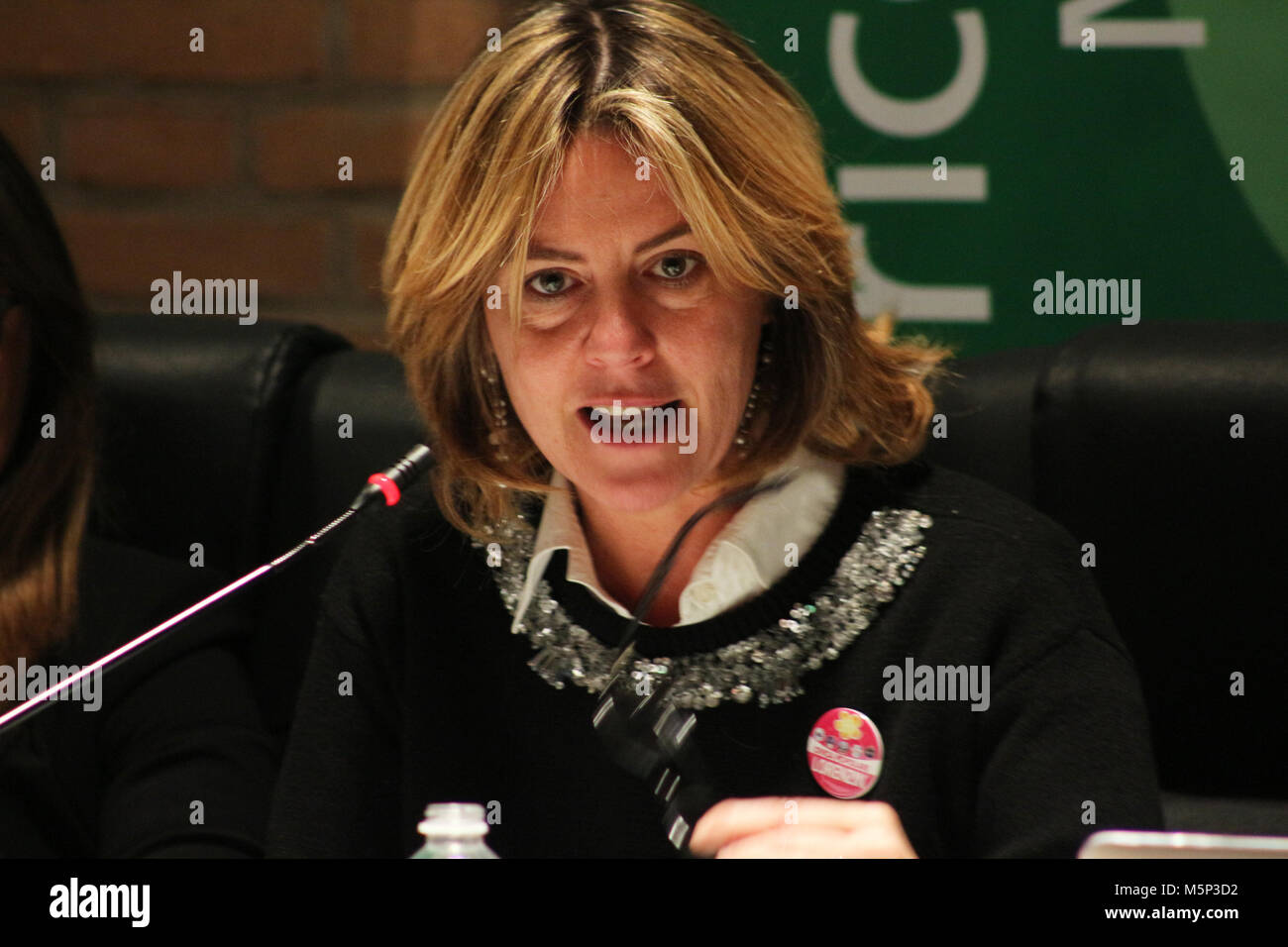 MODENA, Italia - 24 febbraio 2018 - Beatrice Lorenzin, ministro della salute pubblica conferenza politico Foto Stock