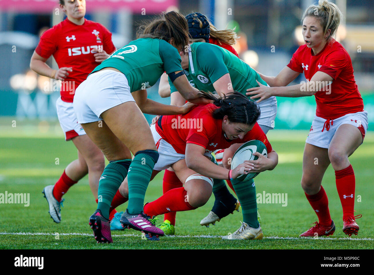 Dublino, Irlanda. Domenica 25 Febbraio, 2018. Azione da donne del Sei Nazioni gara di campionato tra Irlanda e Galles. Photo credit: Graham il credito di servizio: Graham servizio/Alamy Live News Foto Stock