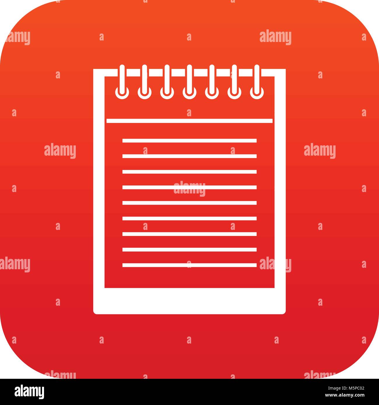 Spirale icona blocco note rosso digitale Immagine e Vettoriale - Alamy