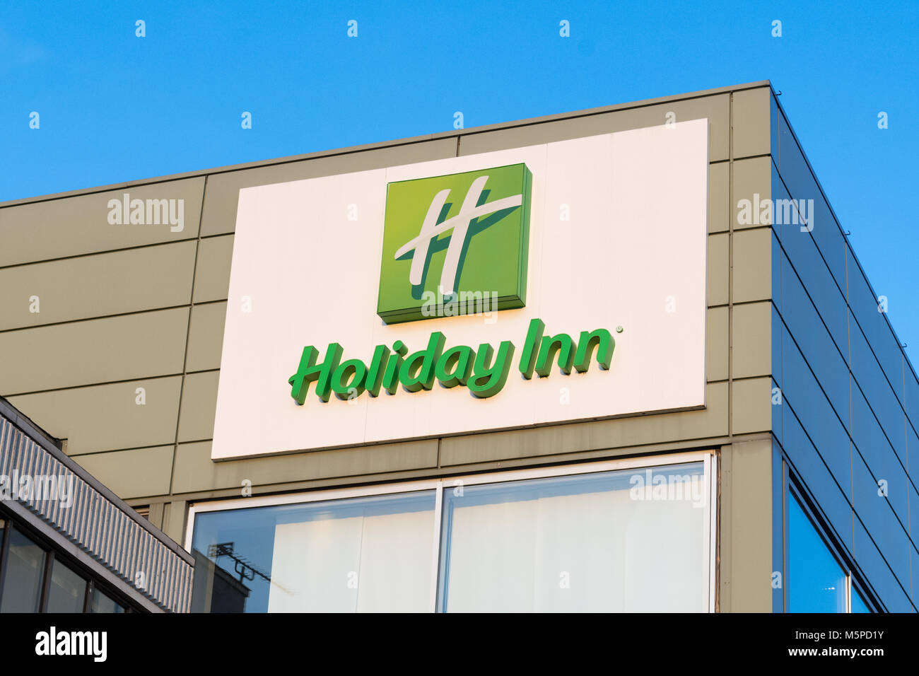 Holiday Inn firmare e il logo, Edimburgo, Scozia, Regno Unito Foto Stock
