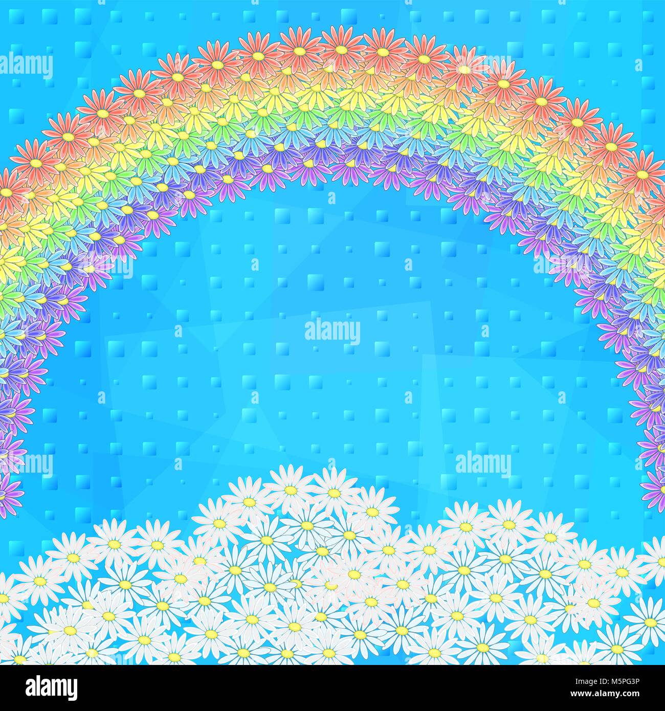Fiori arcobaleno e Sky Illustrazione Vettoriale